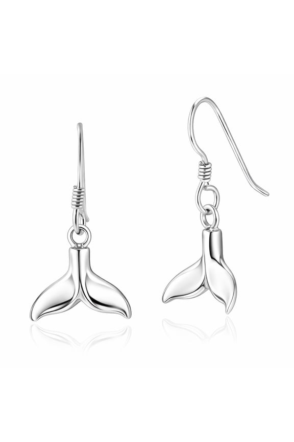 Ocean Animals and Nature Whale Tail or Fairtytale Mermaid | Sterling Silver Fish Hook Dangle Earrings | Jewelry Gifts for Female