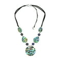 thumbnail image 1 of AeraVida Ocean Elegance Round Abalone Shell and Black Pearls Velvet Fabric Necklace, 1 of 4