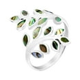 thumbnail image 1 of AeraVida Peaceful Olive Branch Sterling Silver & Abalone Shell Inlay Wrap Ring - 8, 1 of 5
