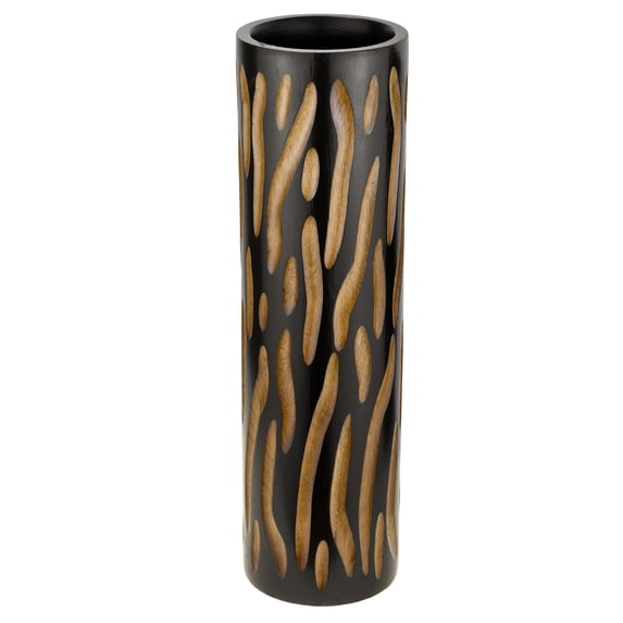 AeraVida Pretty Terrestrial Eco-Chic Handcarved Brown Cylinder Mango Tree Wood Vase