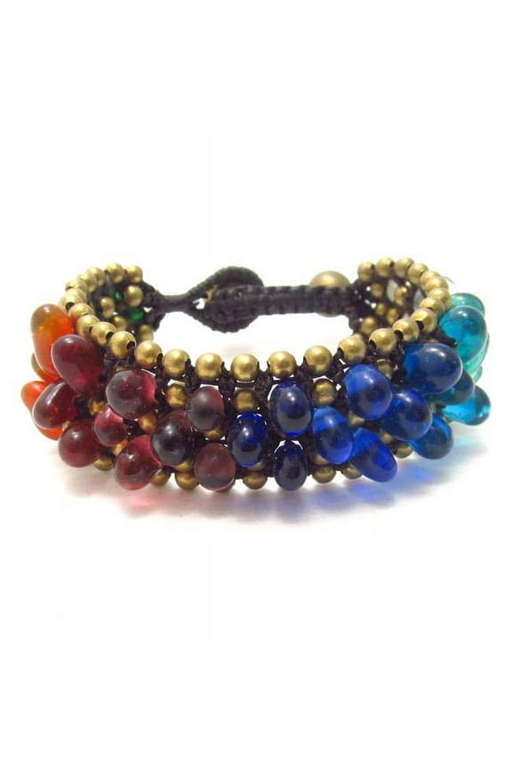 Rainbow Glass Bubbles Embedded Cotton Rope Bracelet