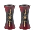 thumbnail image 1 of AeraVida Red and Black Grdient Vase with Balinese Flower Natural Mango Tree Wood Set of 2 Flower Vase, 1 of 5