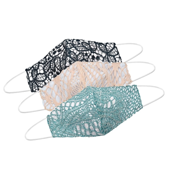 AeraVida Reusable Lace Cotton Washable Fabric Fashionable Masks Set of 3