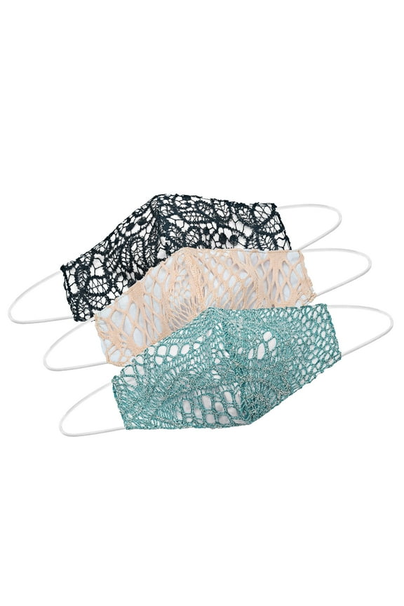 Reusable Lace Cotton Washable Fabric Fashionable Masks Set of 3
