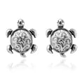 thumbnail image 1 of AeraVida Sea Turtle with Sweet Swirls Shell Beach Sterling Silver Post Stud Earrings Gift for Daughter, 1 of 5