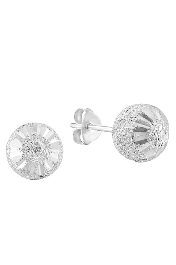 Shimmering Stardust 8mm Ball Sterling Silver Stud Earrings
