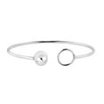 thumbnail image 1 of AeraVida Shiny Casual Open Wrap Circle and Ball Sterling Silver Cuff Bangle Bracelet, 1 of 5