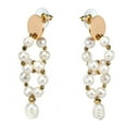 thumbnail image 1 of AeraVida Sophisticated Infinity Link of Freshwater White Pearls Brass Post Drop Earrings, 1 of 5