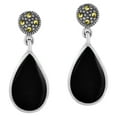 thumbnail image 1 of AeraVida Sophisticated Vintage Elegance Black Onyx Stone Teardrops Sterling Silver Post Drop Earrings, 1 of 5