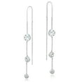 thumbnail image 1 of AeraVida Sparkling Graduated Tiers Cubic Zirconia Sterling Silver Slide-Through Dangle Earrings, 1 of 6