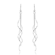 AeraVida Spiral Twist Long Tassel Chain Sterling Silver Fishhook Dangle Earrings