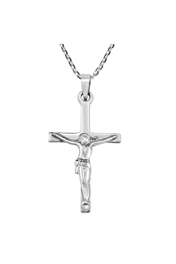 Spiritual Devotion Crucifix Jesus on the Cross .925 Sterling Silver Necklace | Unisex Cross of Faith Silver Necklace | Jesus Crucification Necklace | Christianity Necklace