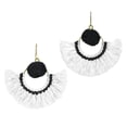 thumbnail image 1 of AeraVida Stylish Fan Shaped Natural Tassels with Black Accents Brass Dangle Earrings, 1 of 8
