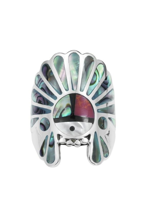 Symbol Abalone Shell Sterling Silver Ring-13