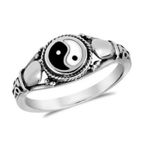 AeraVida Timeless Yin and Yang Cobra Symbol Sterling Silver Ring-9