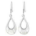 thumbnail image 1 of AeraVida Traditional Teardrop White SeaShell Inlay Sterling Silver Dangle Earrings, 1 of 5
