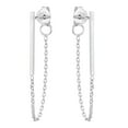 thumbnail image 1 of AeraVida Trendy Sterling Silver Sleek Bar and Chain Loop Front to Back Earrings, 1 of 5