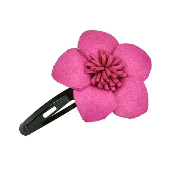 AeraVida Tropical Chic Cute and Colorful Fuschia Hot Pink Flower Handmade Leather Hair Clip Fun and Casual Wear Unique Jewelry Gifts for Women and Girls