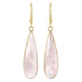 thumbnail image 1 of AeraVida Unique Light Pink Rose Quartz Long Teardrops Gold-Plated Silver Dangle Earrings, 1 of 5