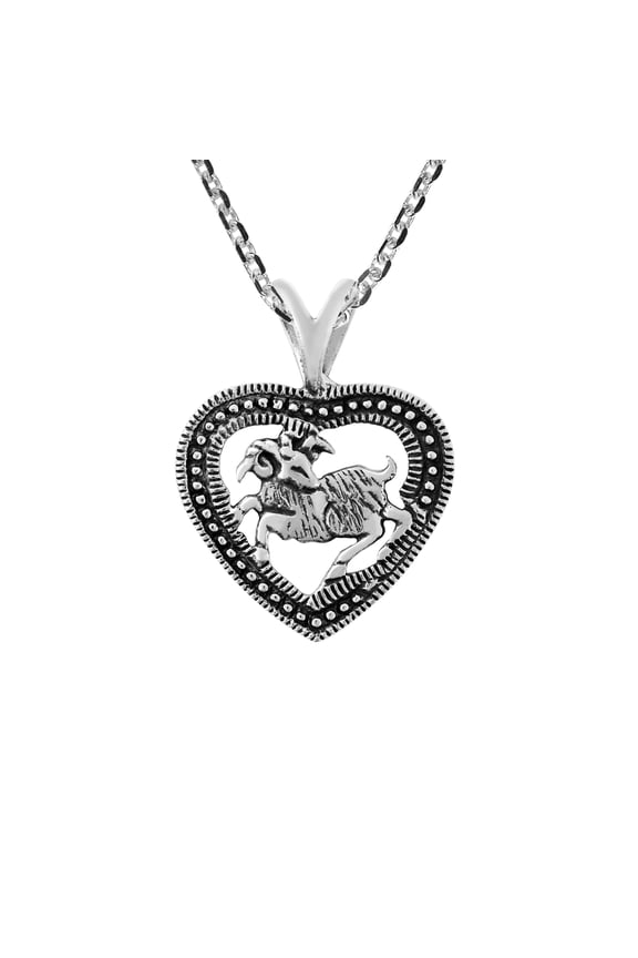 Unique Love Zodiac Sign Aries Heart Frame Sterling Silver Necklace for Female Birthday