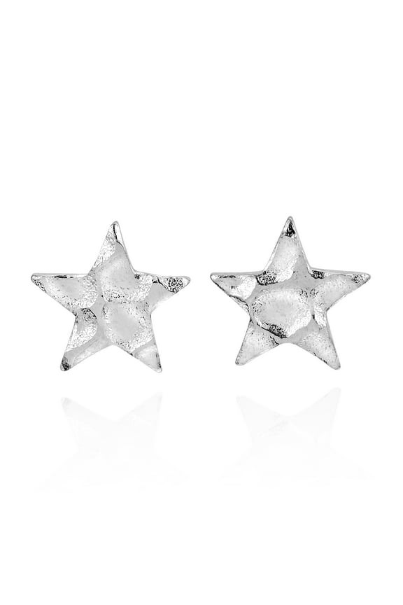 Unique Shooting Stars Hammered Sterling Silver Post Stud Earrings