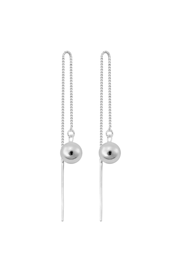 Unique Threader Spheres .925 Sterling Silver Lightweight Slide-Through Earrings