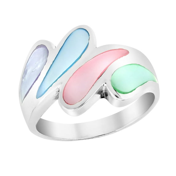 AeraVida Unique Water Drop Multicolored Pearl Silver Ring for Women Anniversary Jewelry Gift Size-7