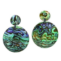 AeraVida Versatile Natural Abalone Shell Double Linked Circles Post Drop Dangle Earrings