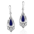 thumbnail image 1 of AeraVida Victorian Inspired Classic Teardrop Blue Lapis Lazuli and Sterling Silver Fish Hook Chandalier Dangle Earrings Evening Wear Jewelry Gifts for Women, 1 of 4