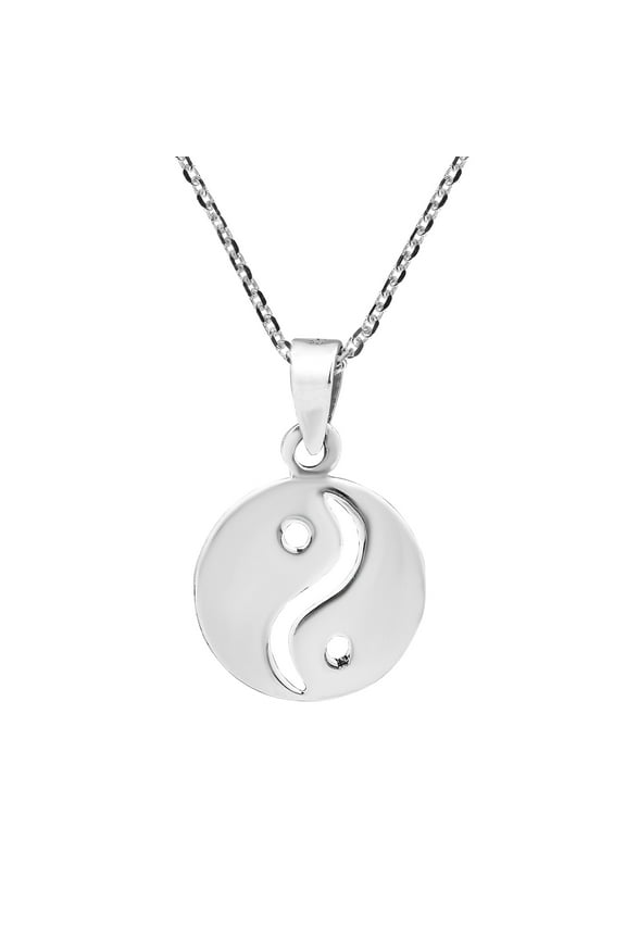 Yin and Yang Achieving Balance Sterling Silver Unisex Pendant Chain Necklace