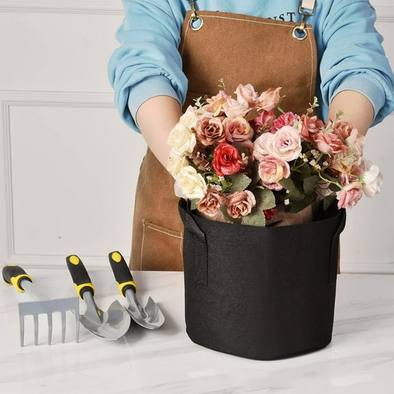 Aeration Fabric Grow Bag, 7.87x7.87x7.87in Thickened Container with Reinforced Handles, Reusable Plants Pot for Deep Root Vegetable and Balcony Gardening