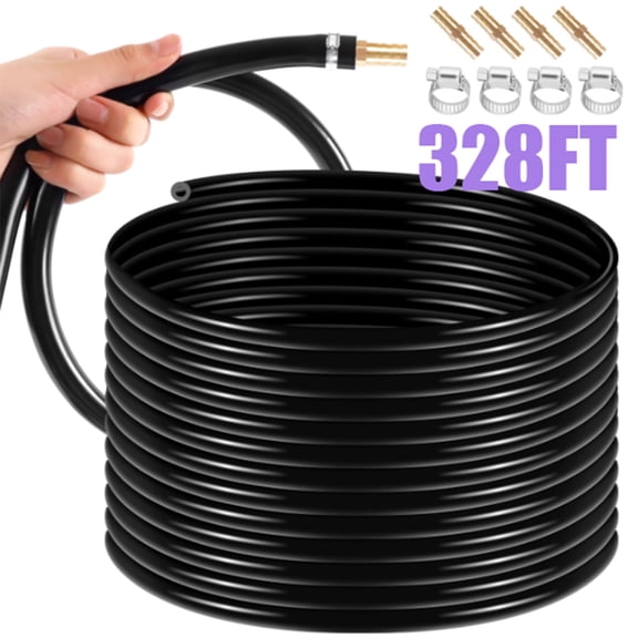 Aeration Hose, 328 FT Pond self-buried water pipe Self Sinking Aeration Hose with 4 Stainless Steel Hose Clamps Inner bore tech for Pond Aeration Kit Hoses