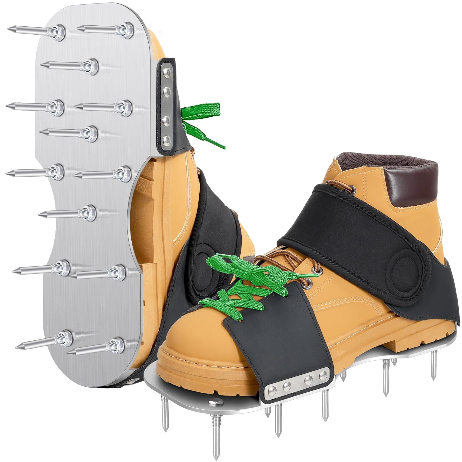 Aerator Shoes  Lawn For Grass With 3mm Metal Bottom Aeration Adaptable Straps Pre-assembled Aerating Bend-resistant Spikes Green