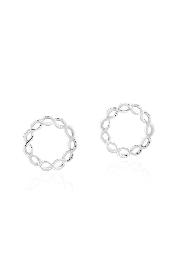 Celtic Knot Circle Crown Infinity Sterling Silver Stud Earrings