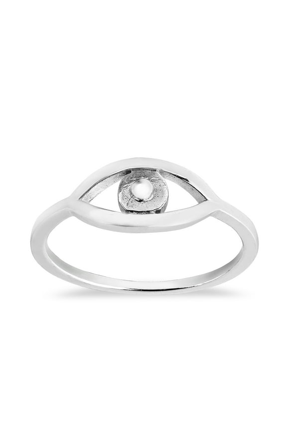 Evil Eye Good Luck Protection .925 Sterling Silver Simple Band | Tiny Sterling Silver Ring | Vintage Comfort Fit Silver Rings for Women | Gift for Women, Men Ring-7