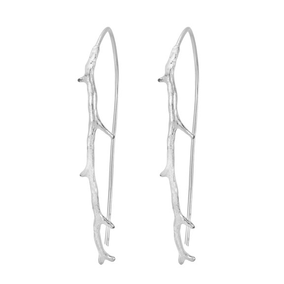 Aeravida Exotic Antlers Branches Sterling Silver Slide Through Dangle Earrings | Classic Sterling Silver Dangle Earrings | Earrings for Women | Antlers Branches Dangle Earrings | Gift for Women