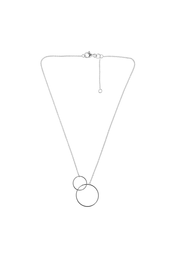 Geometric Interlocking Double Circle .925 Sterling Silver Necklace | Cute Sterling Silver Necklace for Women | Double Circle Long Necklace for Women | Necklace Women Jewelry | Gift for Women