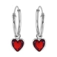 thumbnail image 1 of Aeravida Gleaming Heart Red Cubic Zirconia Sterling Silver Hoop Dangle Earrings | Cute Sterling Silver Hoop Earrings | Casual Earrings for Women | Hoop Earrings Set |Love Symbol, 1 of 6