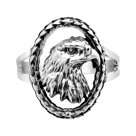 Aeravida Majestic Bald Eagle Head Sterling Silver Ring | Classic Animal Ring For Unisex | Casual Comfort Fit Silver Rings for Women | Eagle Ring Gift for Women, Men Ring -6