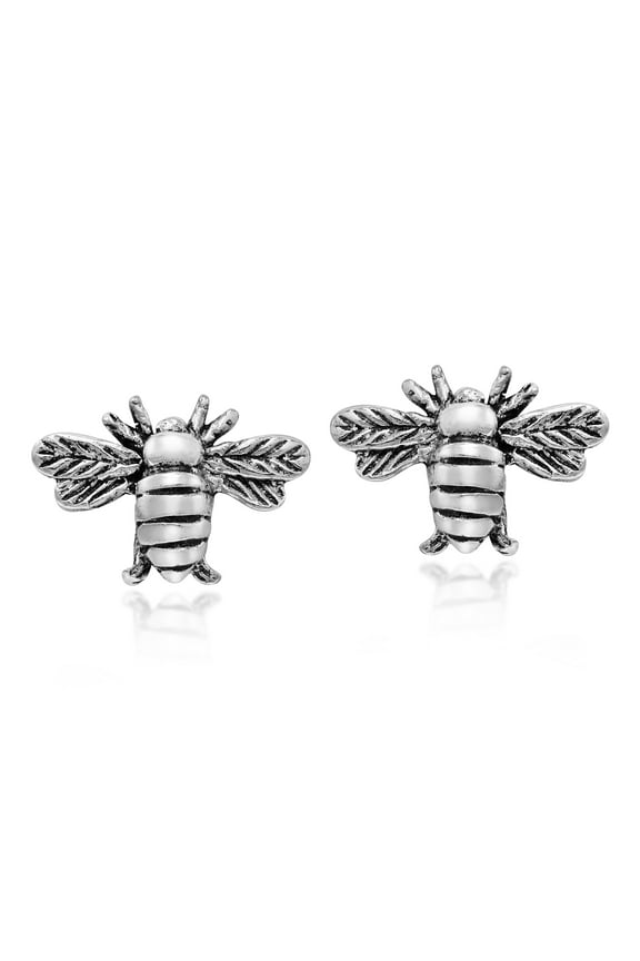Minimalist Mini .925 Sterling Silver Honey Bumble Bee Animal Lover Post Stud Earrings | Cute Sterling Silver Stud Earring for women | Bee Stud Earrings | Stud Earrings