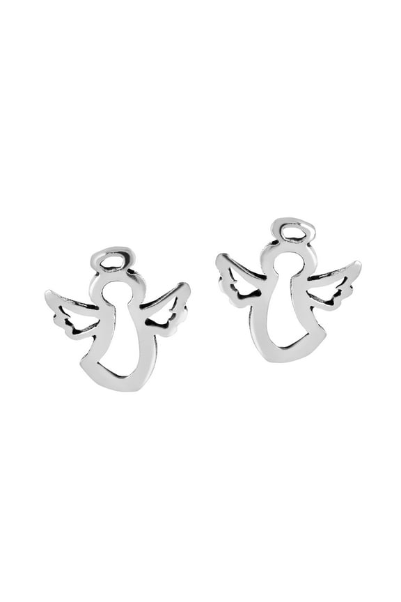 Playful and Petite Flying Angels Sterling Silver Stud Earrings for Female Adult