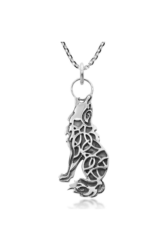 Powerful and Majestic Howling Celtic Wolf Sterling Silver Pendant Necklace | Delicate Sterling Silver Necklace for Women | Trendy Sterling Silver Necklace for Women, Men