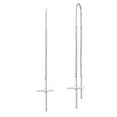 thumbnail image 1 of Aeravida Sleek Cross Sterling Silver Slide-Through Long Thread Dangle Earrings for Female, 1 of 5
