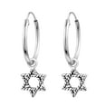 thumbnail image 1 of Aeravida Symbolic Jewish Star of David Sterling Silver Mini Hoop Earrings | Classic Sterling Silver Hoop Earrings | Casual Earrings for Women | Hoop Earrings Set | Gift for Women, Mom, 1 of 4