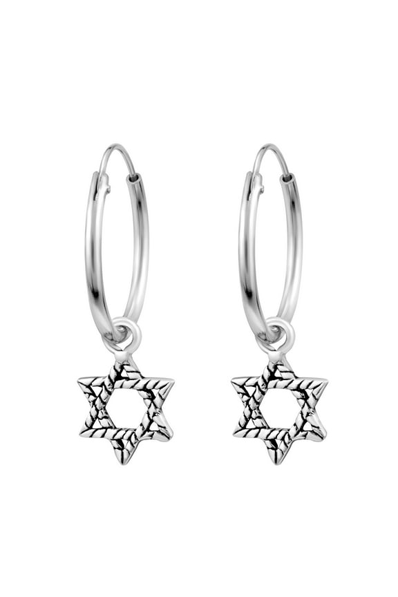 Symbolic Jewish Star of David Sterling Silver Mini Hoop Earrings | Classic Sterling Silver Hoop Earrings | Casual Earrings for Women | Hoop Earrings Set | Gift for Women, Mom