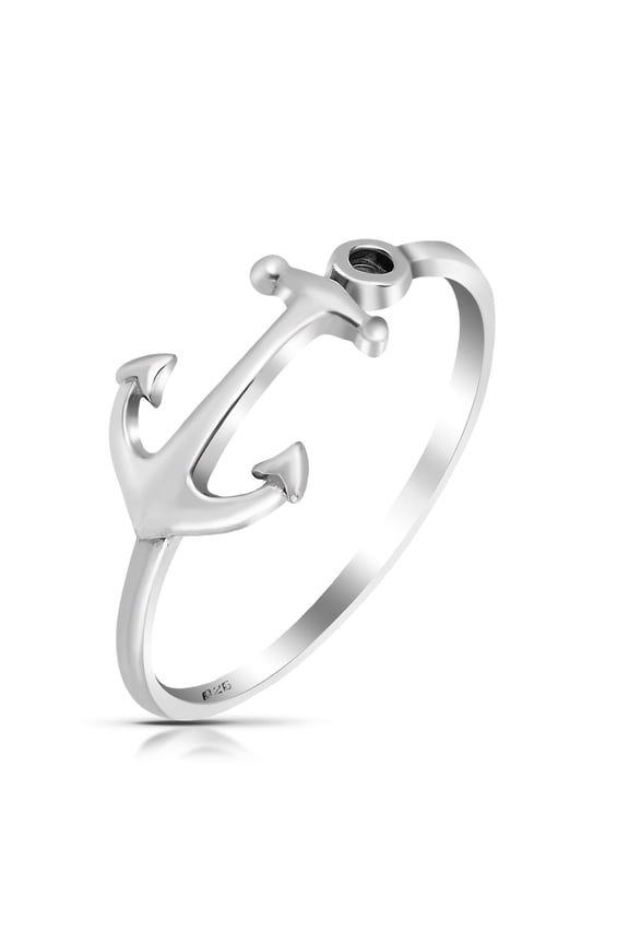 Unisex Nautical Anchor of Hope Band .925 Sterling Silver | Tiny Wedding Rings For Women, Unisex | Casual Comfort Fit Silver Rings for Women | Gift for Women, Unisex Ring-11