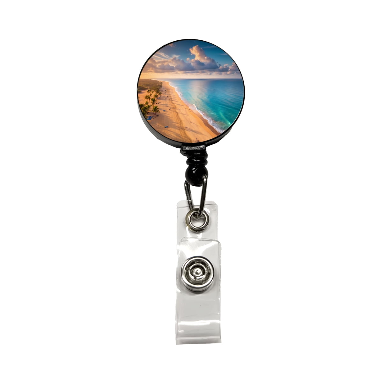 Aerial Beach Ocean View Island Vacation Retractable Reel ID Badge Key ...