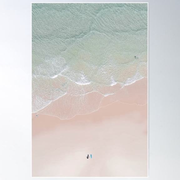 Aerial Beach Photography - Mint Green Ocean - Yoga - Sea Travel Photography Poster Wall Art, Modern Wall Decor For Living Room Bedroom, 16x24 UNFRAMED