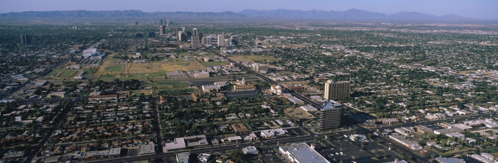 Aerial Central Avenue Phoenix AZ Canvas Art - Panoramic Images (36 x 12)