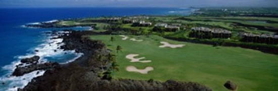 Aerial Francis H Li Brown Golf Course Hawaii USA Canvas Art - Panoramic Images (36 x 12)